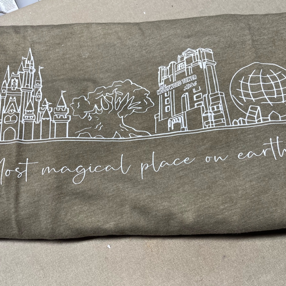 NWOT Most Magical Place on earth Disney Park icons Heather Olive Medium